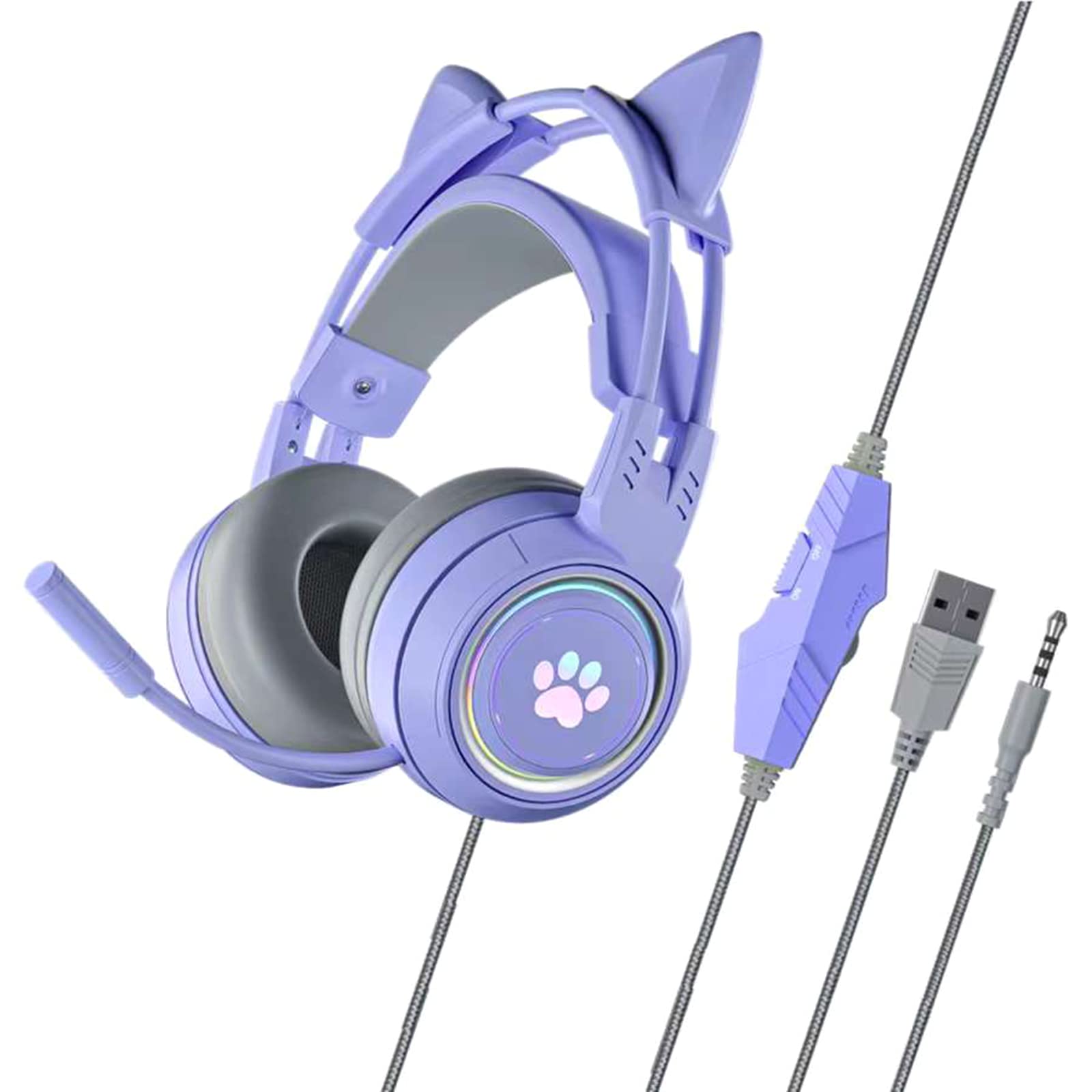 G25 przewodowe słuchawki gamingowe 3,5 mm wtyczka Glowin Gamer Headset Stereo Surround Sound z mikrofonem dla graczy, pracy biurowej