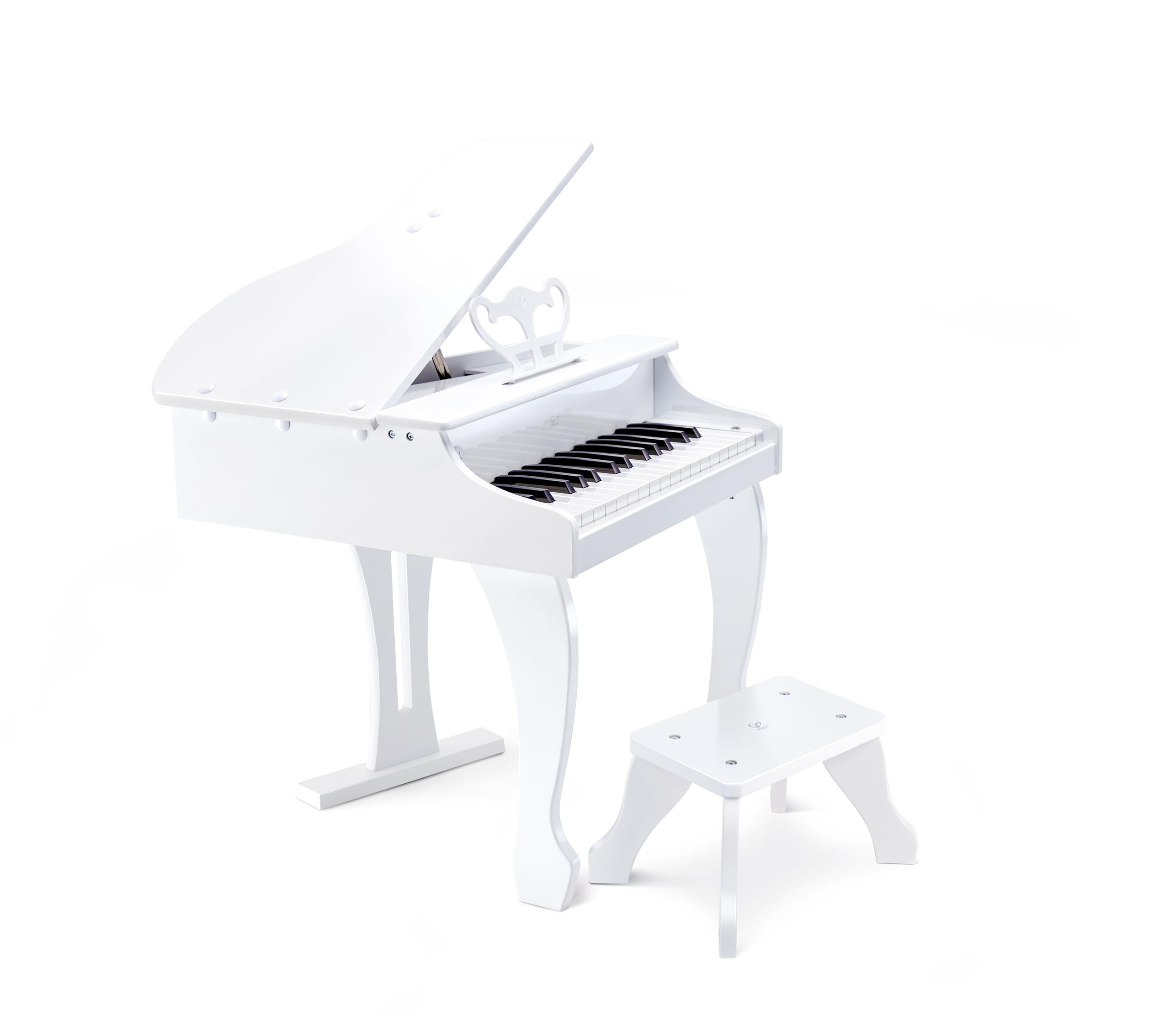 Hape Deluxe White Grand Piano | Thirty Key Piano Toy with Stool, Electronic Keyboard Musical Toy Set for Kids 3 Years+