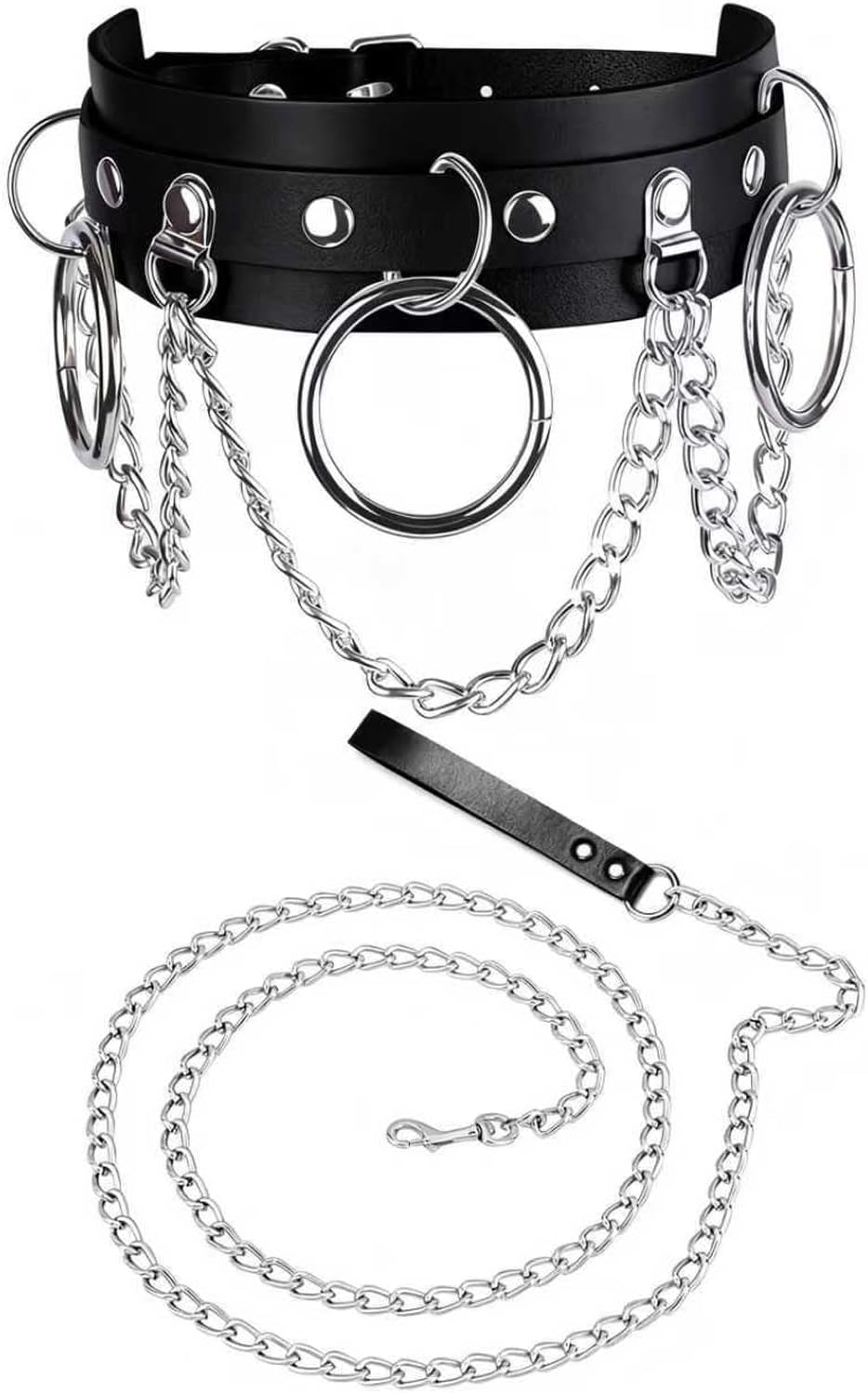 Adjustable Choker Collar for Pet Gothic Punk Emo Cosplay Outfits, Dogs Leather Collar and Leash Set
