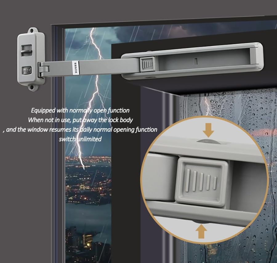 Luminexia Cerradura de Ventana Segura para niños,Tope de Ventana,Bloqueo de Seguridad Ventana,Fácil de Instalar,Cerraduras de Restricción de Ventana,Limitador de Robo de Ventana,Gris