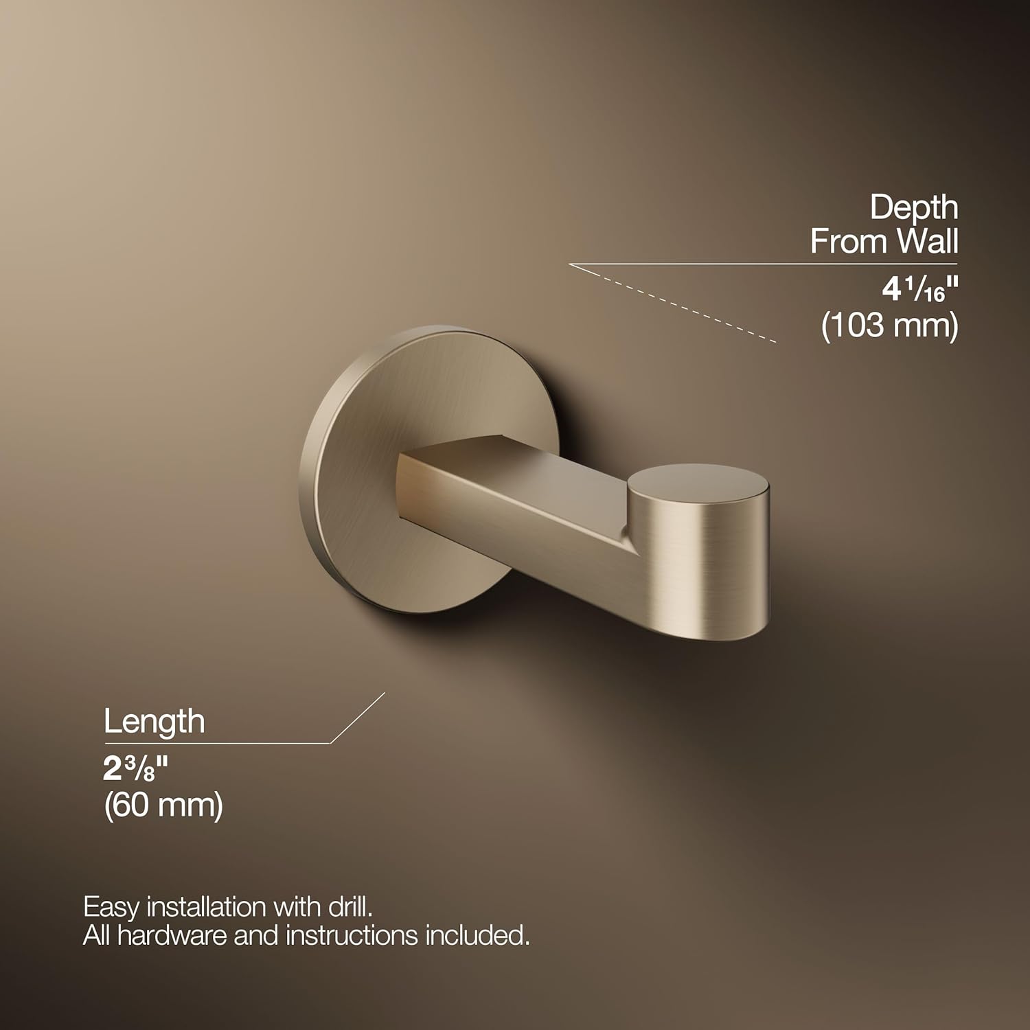 Kohler 78378-BV Components® Robe Hook, Vibrant Brushed Bronze