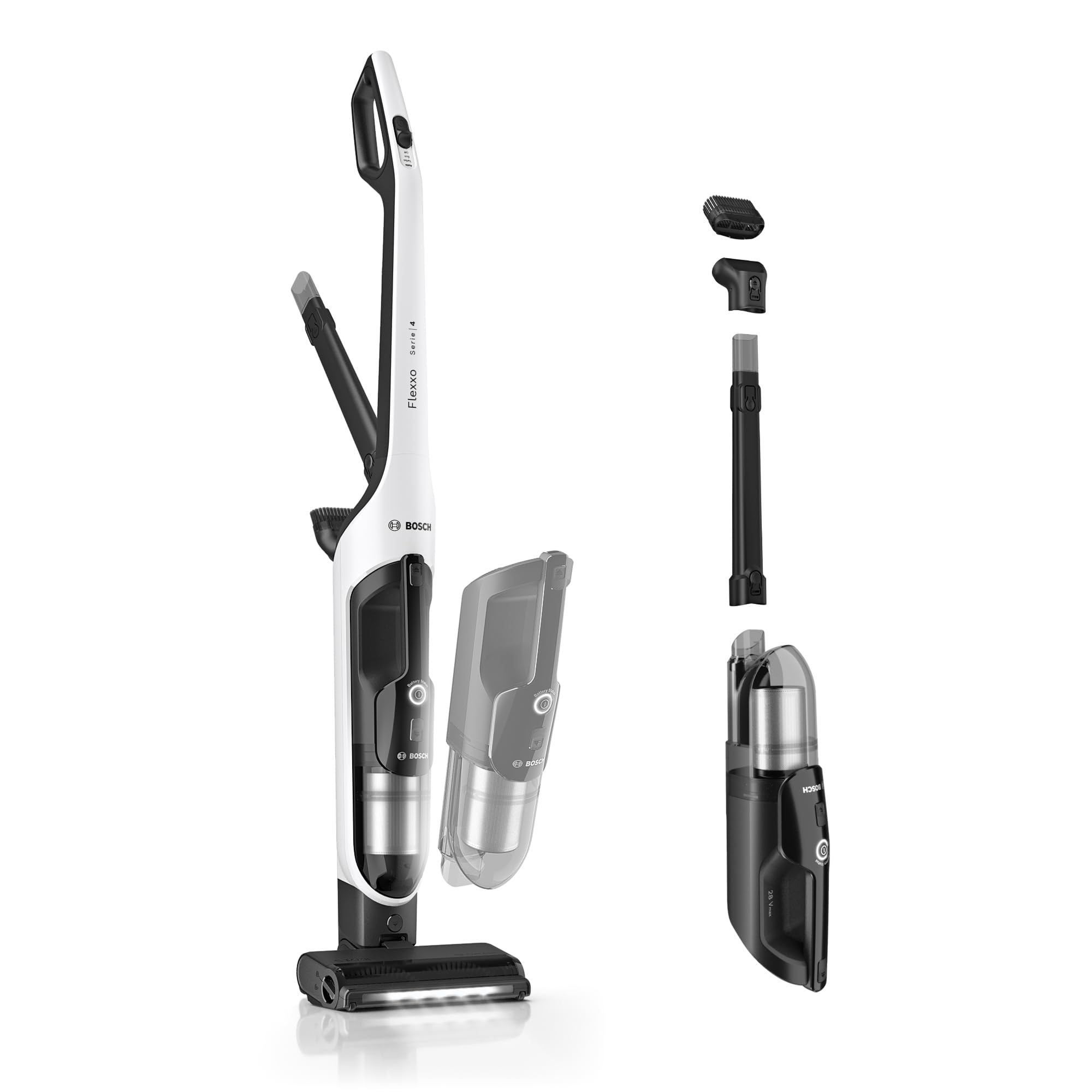 Bosch BKH4WN28 Aspirapolvere e Aspirabriciole 2in1, Luci LED, Bianco
