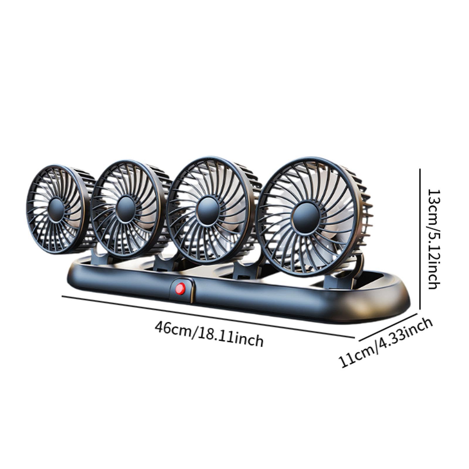 Ventilador de Refrigeración para Coche USB de 4 Cabezales Y 5 V, Plegable, Portátil, con 3 Velocidades Ajustables Y Rotación de 360°, Ideal para