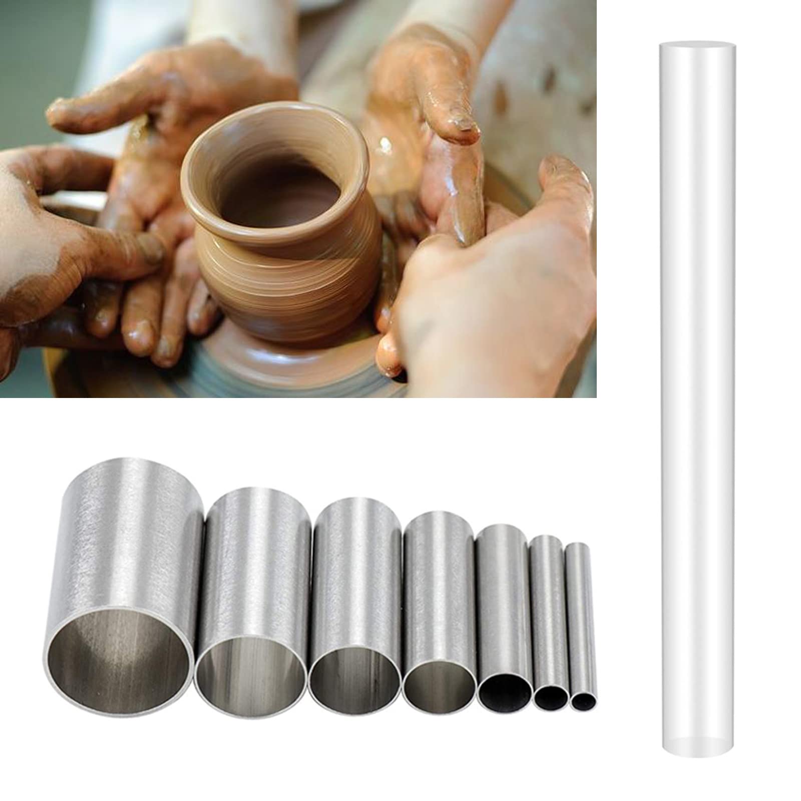yanwuwa Lot de 8 rouleaux de coupe d'argile en acier inoxydable pour argile, poterie, céramique, travaux manuels, kit d'outils de modelage pour adultes et enfants yanwuwa Lot de 8 rouleaux de coupe d'argile en acier inoxydable pour argile, poterie, céramique, travaux manuels, kit d'outils de modelage pour adultes et enfants