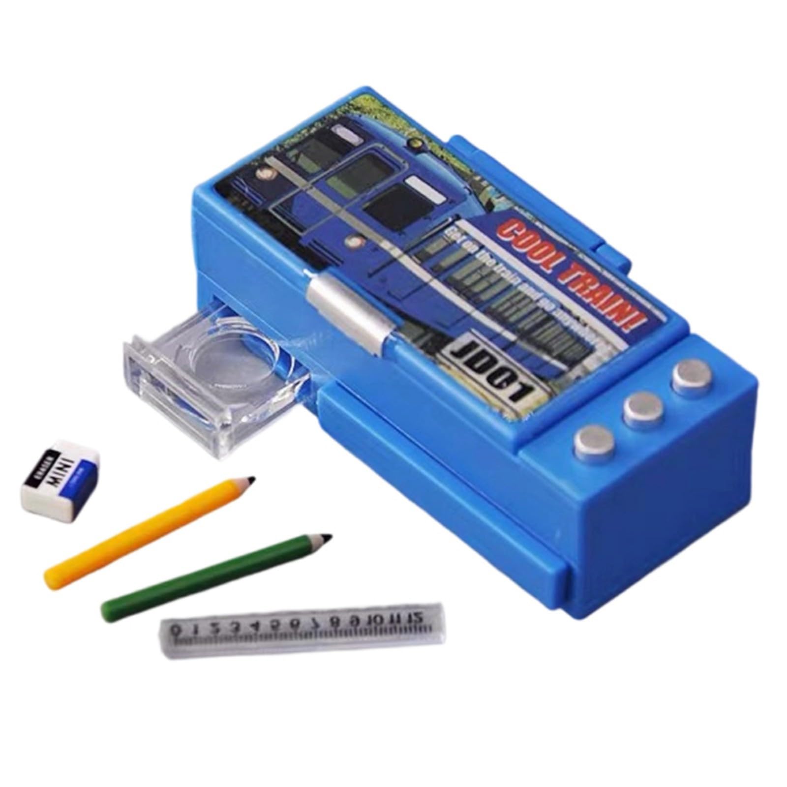 Qcbuegof Multiple Compartments Pencil Holder, Compact Miniature Design in for School Home Novelty Pencil Holder Container