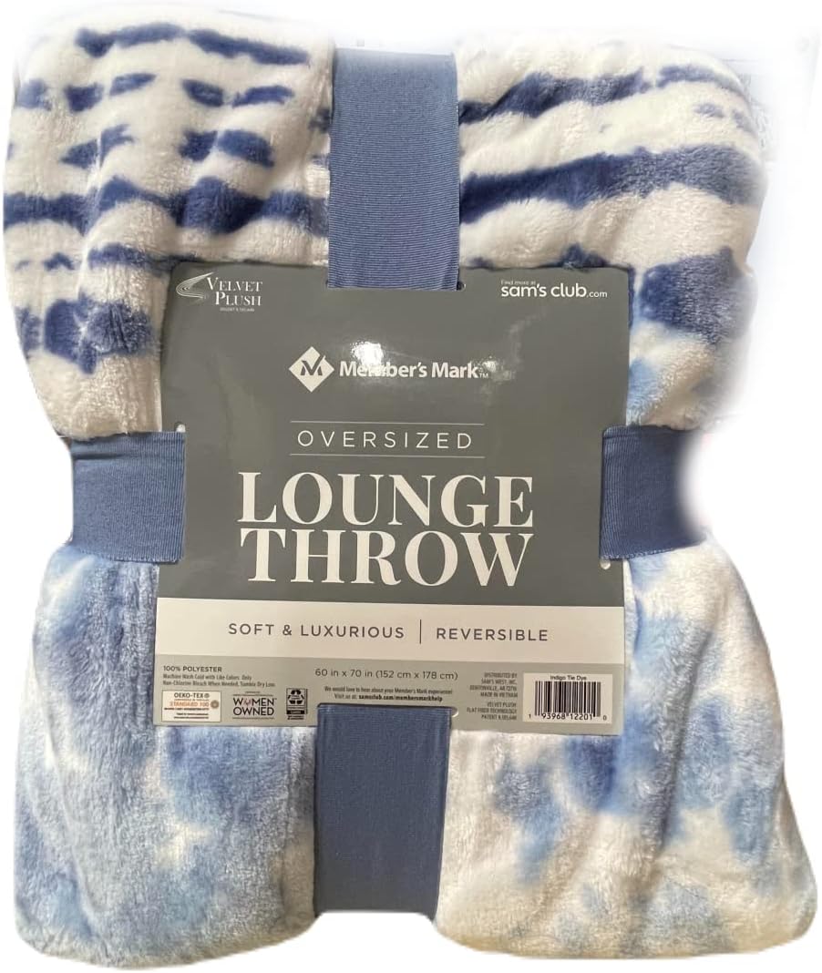 Member's Mark Lounge Throw, 60" x 70" (Indigo Tie Dye