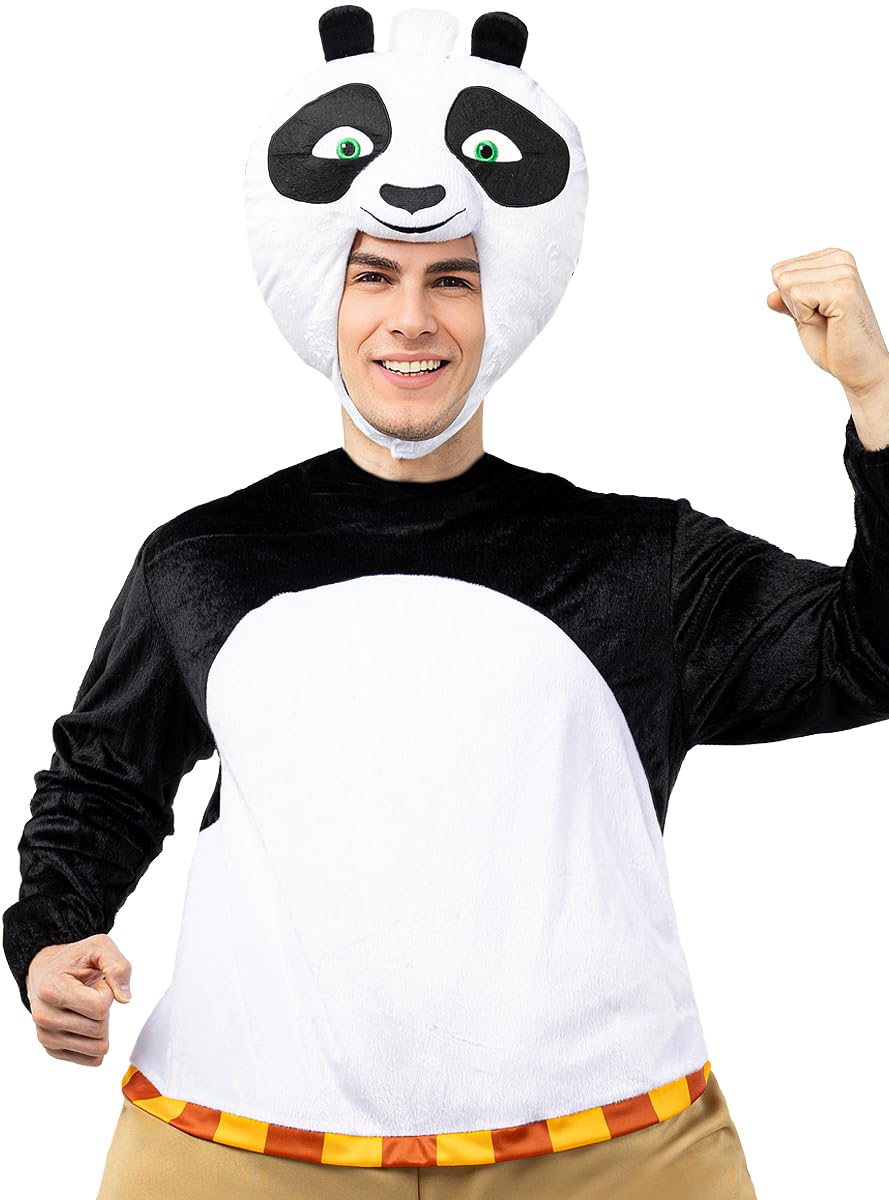 Funidelia | Disfraz de Kung Fu Panda para hombre y mujer Dibujos Animados, Películas & Series - Disfraz para adultos y divertidos accesorios para Fiestas, Carnaval y Halloween - Talla XXL - Blanco
