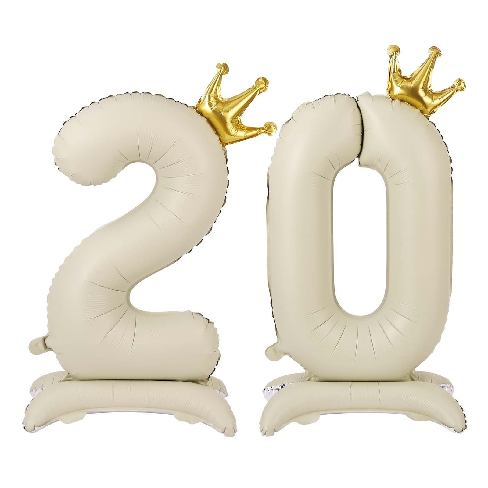APXEL Off-white Standing Crown Number 20 Balloons, 42'' Foil 2 & 0 Balloon