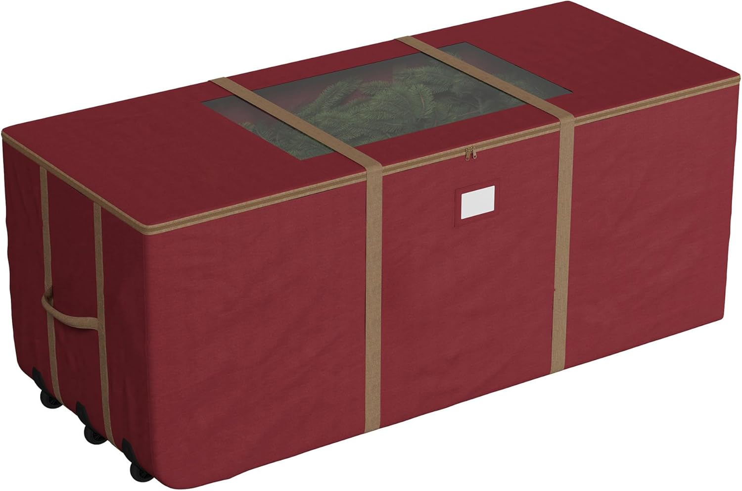 Christmas Tree Storage Tote with Wheels - Rolling Holiday Container for 9-Foot Faux Trees, Garlands, Inflatables, and Other Decor by Elf Stor (Red) Red 9-Ft.