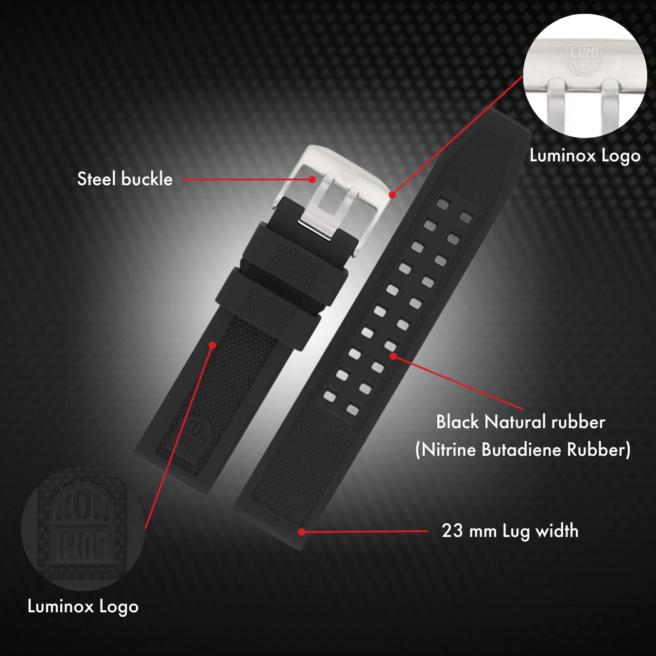 Luminox Oryginalny pasek do zegarka - zamiennik paska 19 mm, 20 mm, 22 mm, 23 mm, 24 mm - męskie paski do zegarków - paski do zegarków dla mężczyzn z gumy, nylonu i płótna - kilka wariantów i kolorów,
