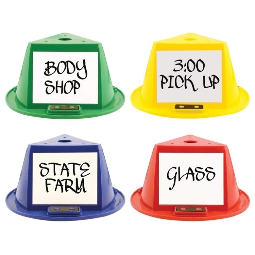 Magnetic Roof Toppers - Magnetic Car Top Hats - Set of 10 - with Dry Erase Panels (Red)