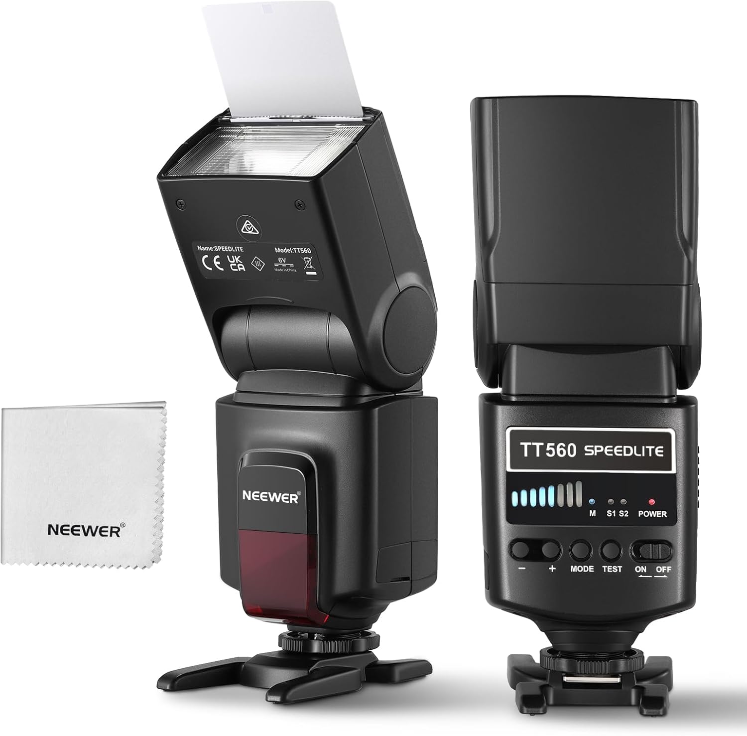 NEEWER TT560 Flash Speedlite Compatible with Canon Sony Nikon Panasonic Olympus Pentax and Other DSLR, Studio Light Digital Camera Speedlight with Standard Hot Shoe, Mini Stand, Cleaning Cloth & Bag