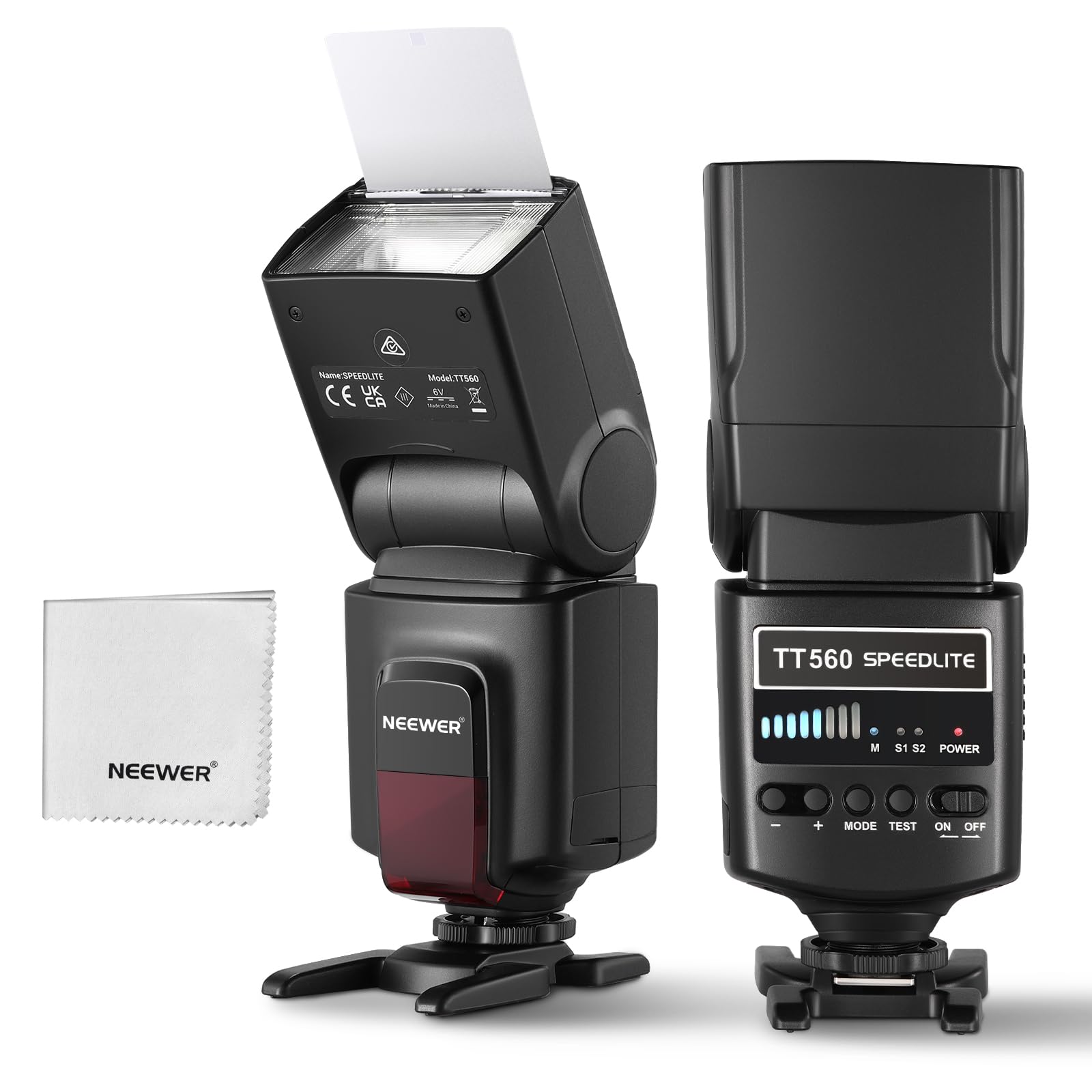 NEEWER TT560 Flash Speedlite Compatible con Canon Sony Nikon Panasonic Olympus Pentax y Otros DSLR, iluminación de Estudio, cámara Digital, con Garra Soporte para Accesorios estándar, Mini Soporte