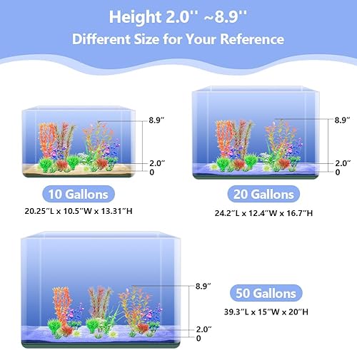 Miniatura 4 de Fishdance Plantas de acuario, decoración de peceras artificiales, juego de plantas de plástico, 16 piezas