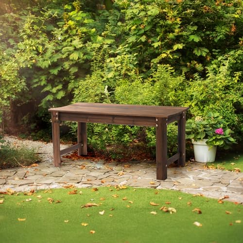 Image of VINGLI Outdoor Wood Bench, 40 inch Outdoor Bench Patio Wooden Bench Garden Bench Outdoor Backless Bench for Deck Patio (Carbonized)
