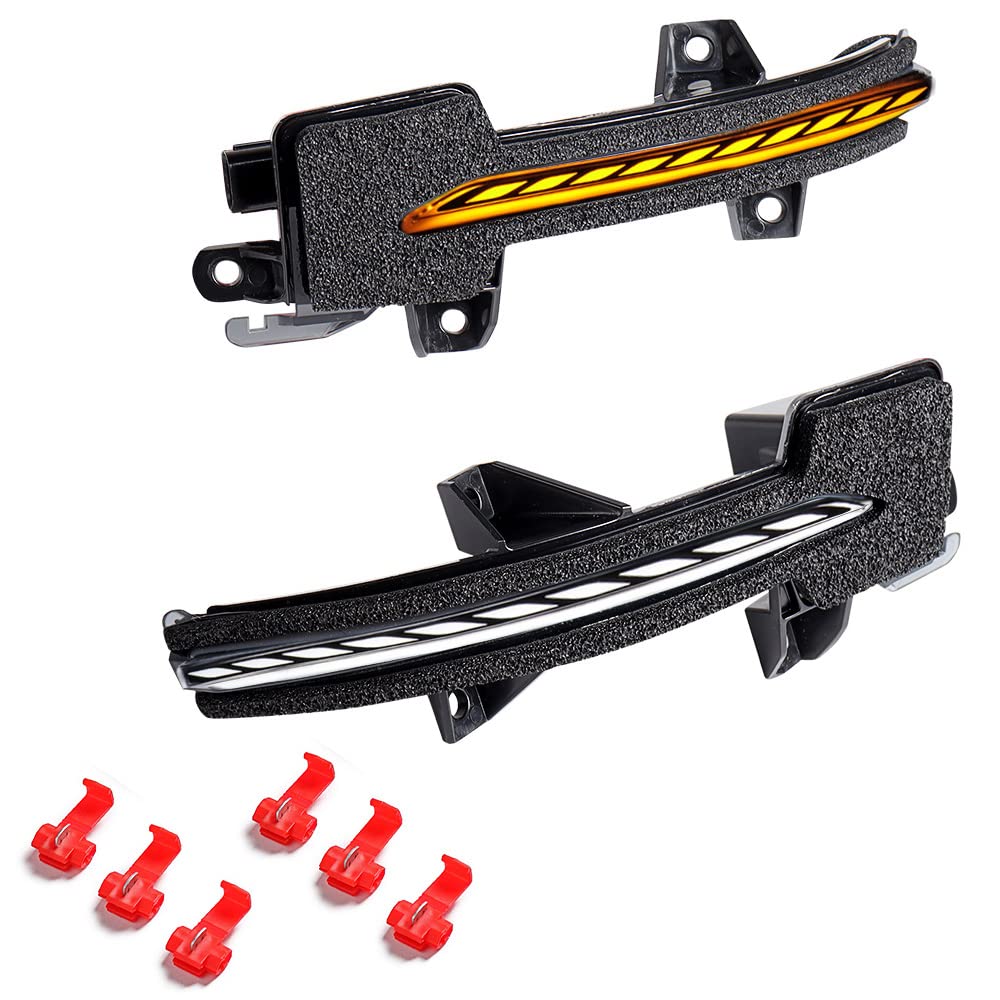 AMOPACORP 1 Pair Indicator Reflector Daytime Running Lamp Sequential Blinker Door Rearview Side Mirror Turn Signal Light Clear Lens Amber White COB Compatible withHonda Accord Civic Inspire 2018-2022