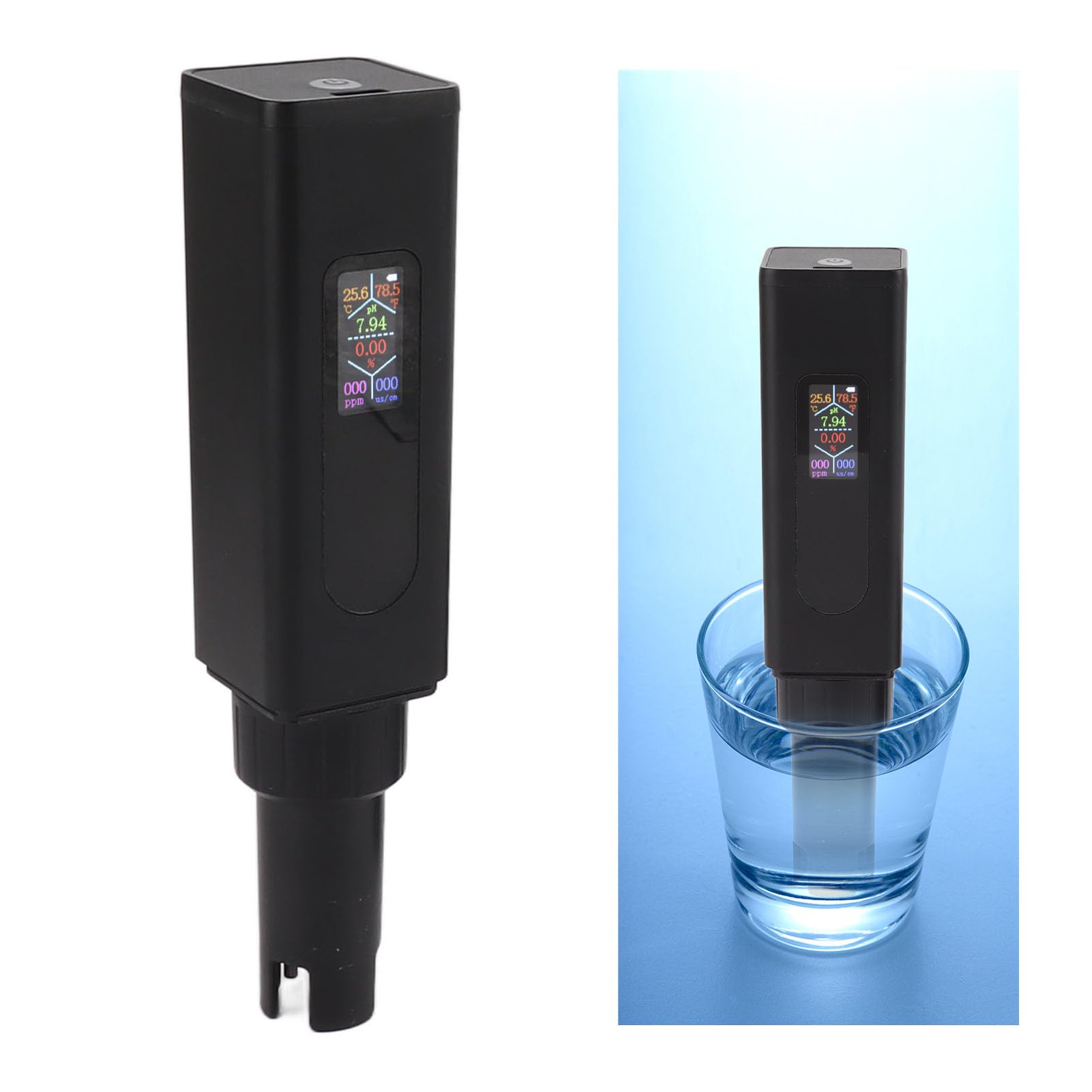 5 in 1 Tester di Qualità dei'Acqua di Salinità PH Temperatura TDS CE Testing Meter Schermo LCD Rilevatore di Acqua per Acquari Acqua Potabile Piscina