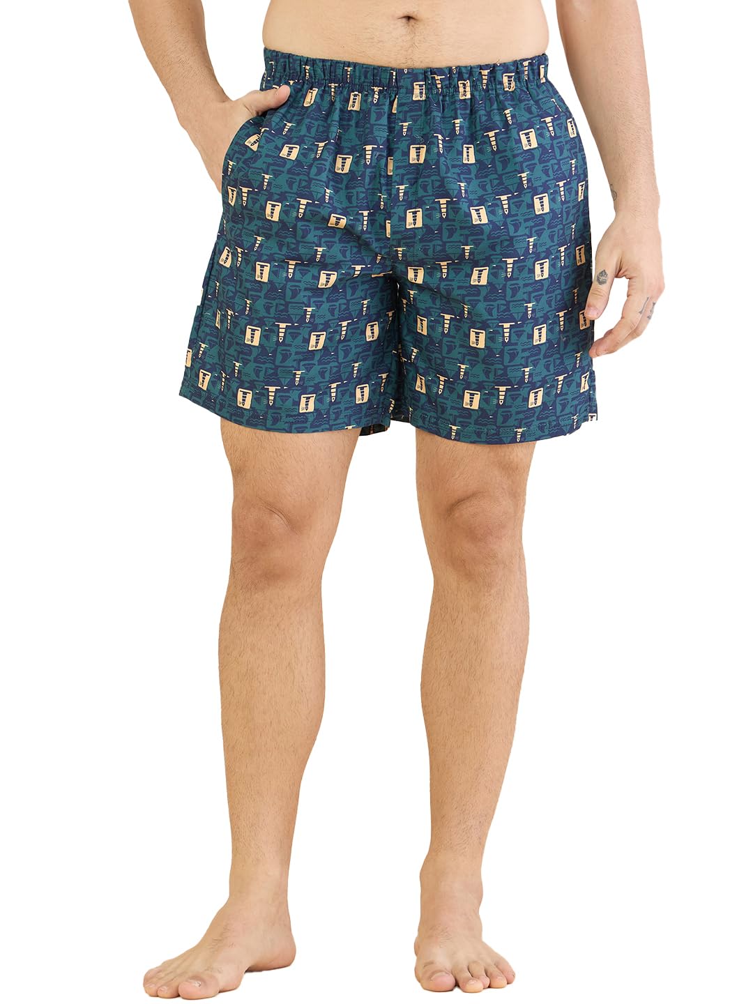 bearbrother Men Regular Fit Olive Printed Boxer-picture-20