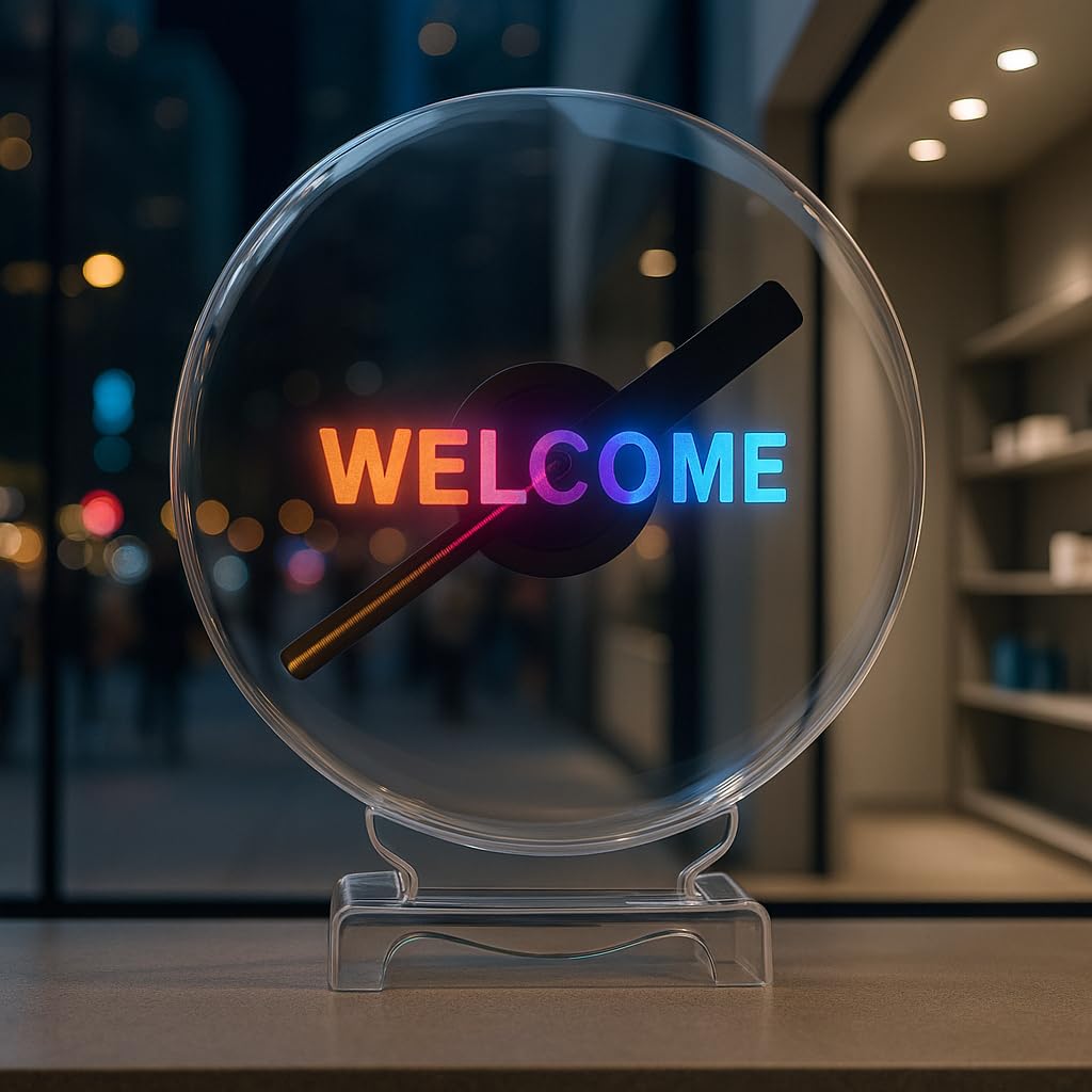 Missyou 3D Hologramm Projektor 20CM mit App Steuerung Bluetooth LED Display Schutzgehäuse Fernbedienung und 1500 Videos für Werbung Messe Schaufenster Weihnachten Halloween