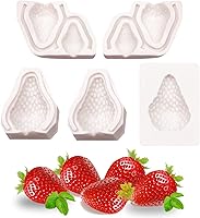 Vista 1 de Moldes de silicona 3D de fresa, 5 unidades, mini molde de fondant de fresas para decoración de tartas de chocolate, moldes de dulces, decoración