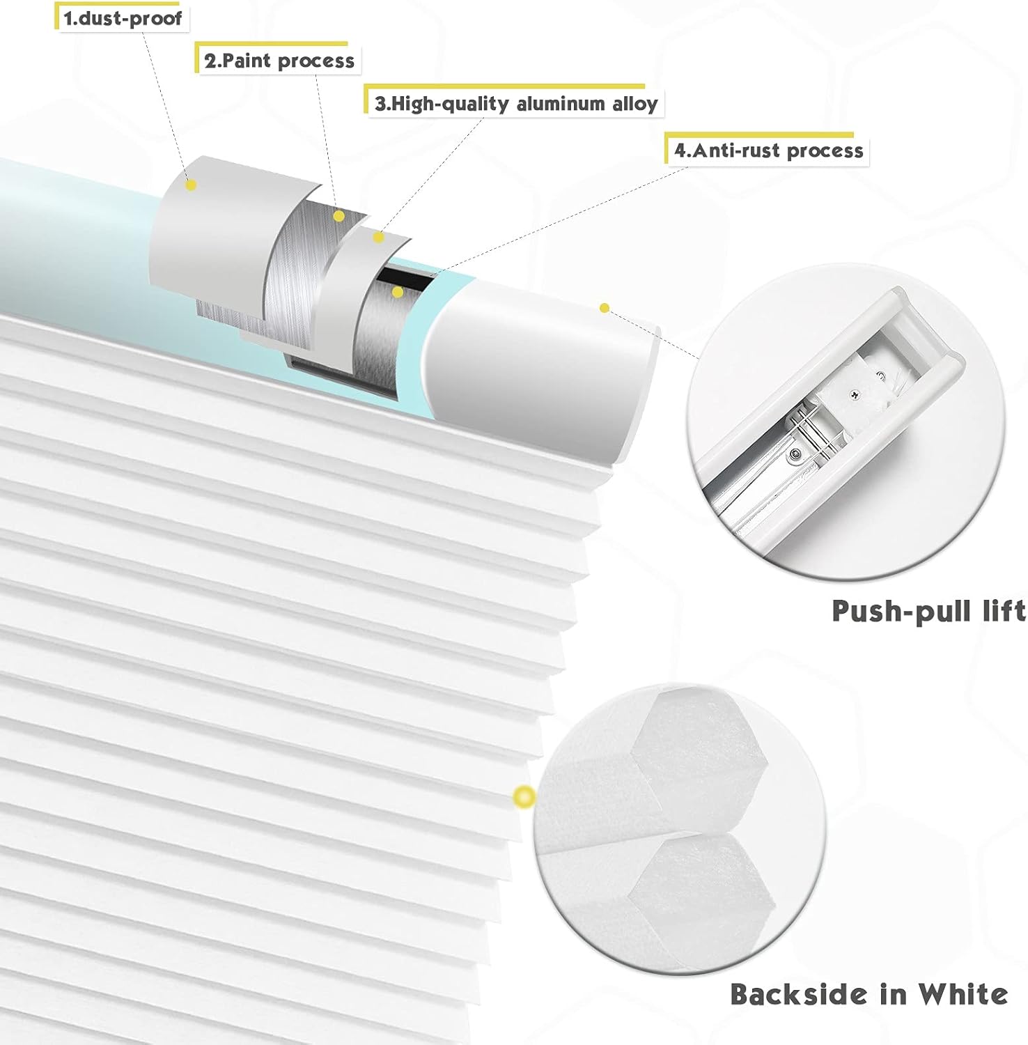 Gеt Pорulаr оƒƒеr Keego Cordless Cellular Shades, Custom Cut to Size Free-Stop Light Filtering Window Blind, White, 29 W x 64 H, Single Cell Honeycomb Blinds