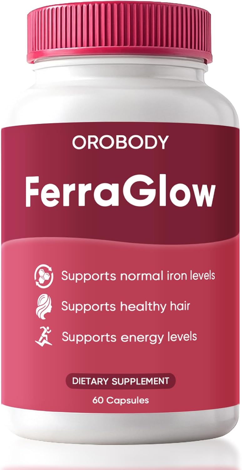 Daily Iron Supplement for Women - with Iron Bisglycinate, Lactoferrin, Vitamin C & B12, Supports Energy, Hair & Skin Wellness, Gentle Non-Constipating Formula - 60 Capsules (1)