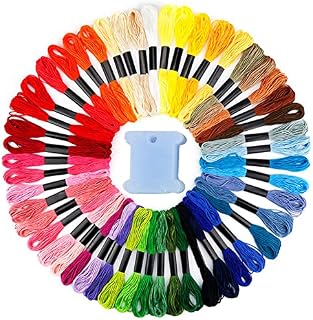 Embroidery Threads 50 Skeins Kits, DONGDA Embroidery Floss Cross Stitch Threads Friendship Bracelets Thread Crafts Floss Rainbow Color with Embroidery Floss Bobbins for Knitting DIY Craft Project