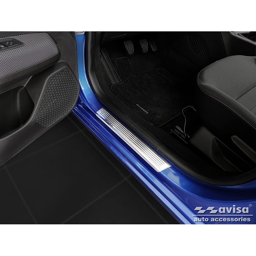 Avisa Ochraniacze progów drzwi Inox kompatybilne z Dacia Sandero III 2020 - w zestawie Stepway "Lines" - 4-częściowe