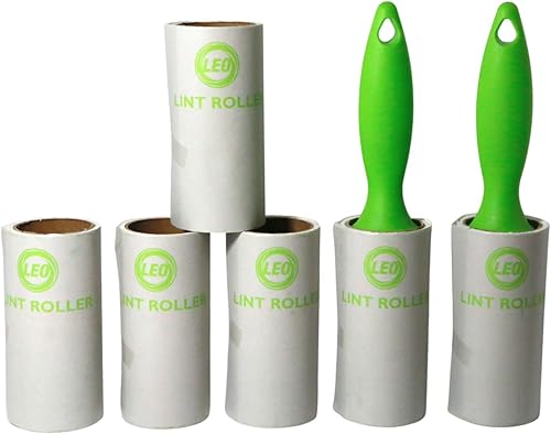 Leo Rodillo de pelusa pequeño + 6 recambios en total 360 hojas de cinta adhesiva por rollo para removedor de pelo de mascotas (6 mini rodillos de