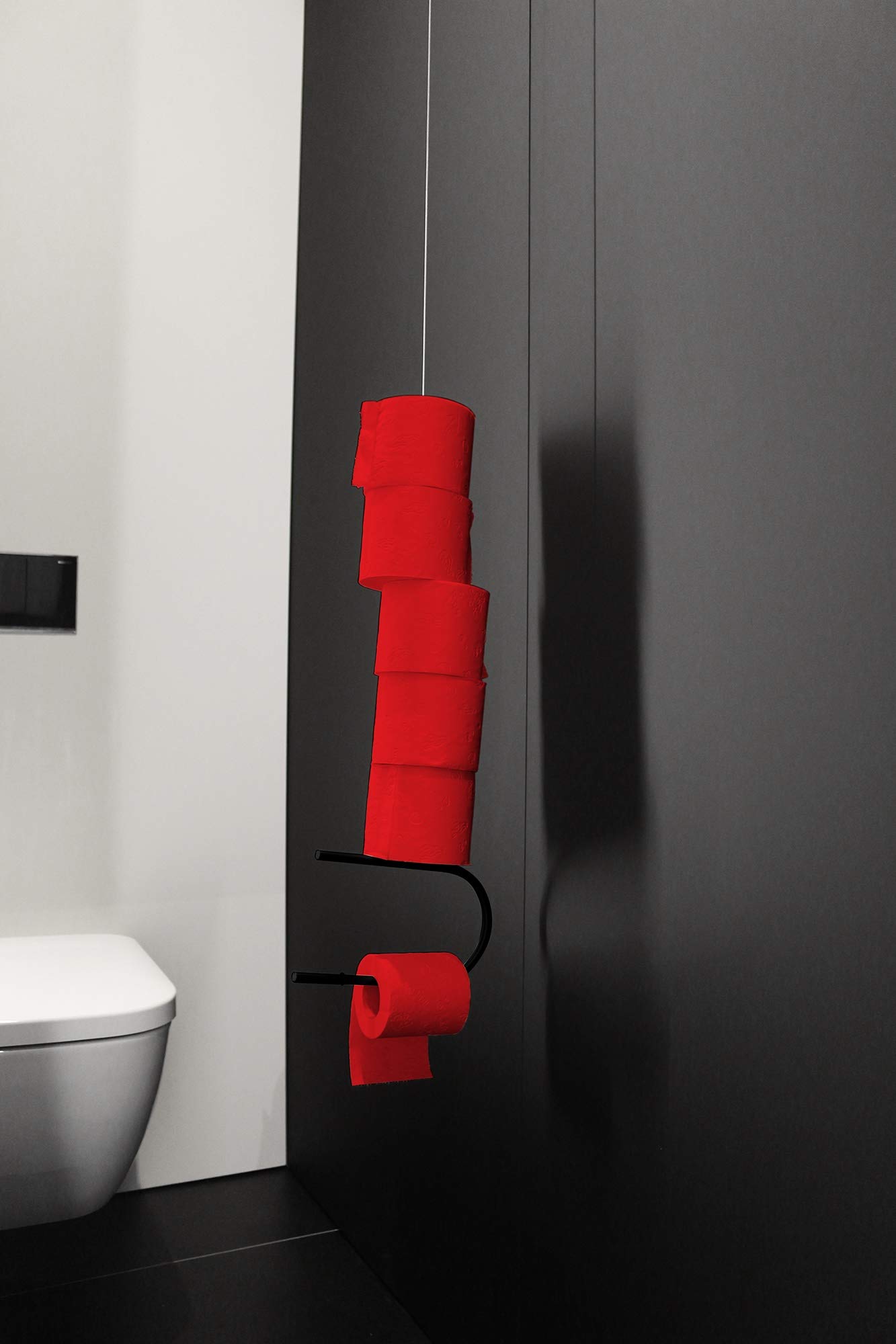D-TEC Toilettenpapierhalter Rollenspiel Farbe Schwarz mit Seil 2.5 m
