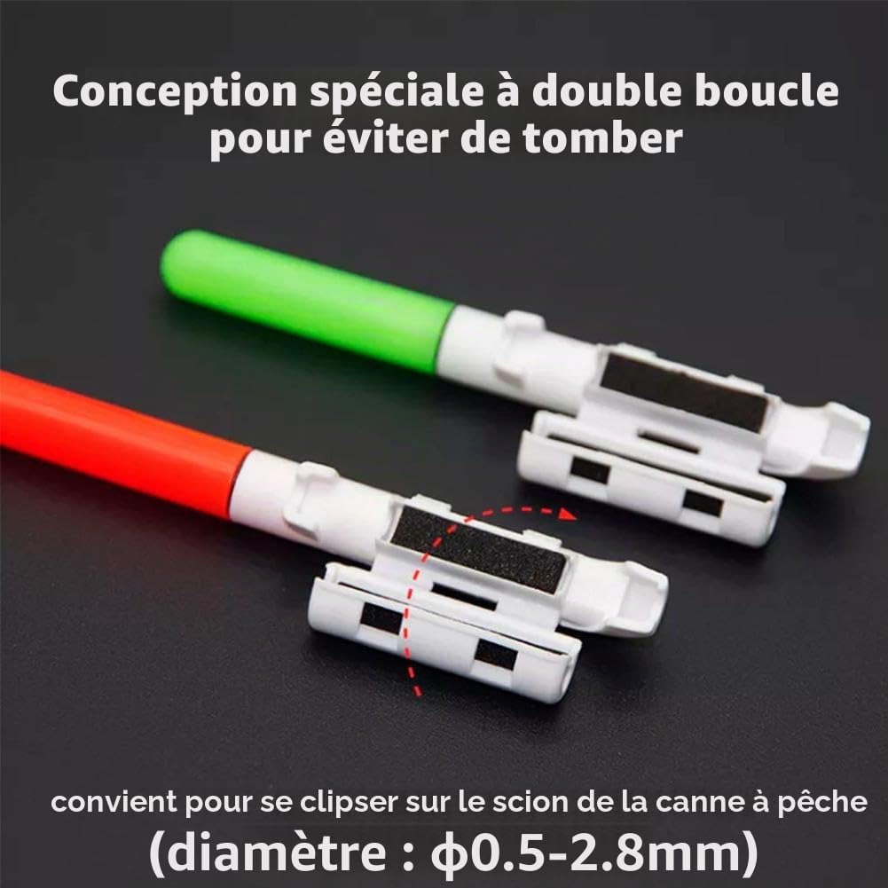 Lot de bâtons Lumineux LED de Nuit pour Canne à pêche - 6,3 cm - Étanche - avec Alarme de Morsure - pour pêche de Nuit