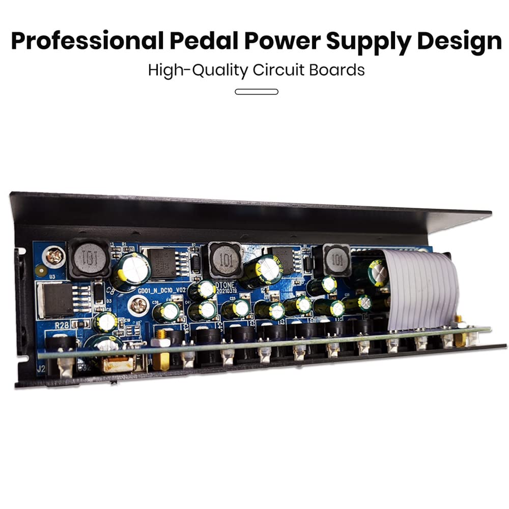 Alimentatore a pedale per chitarra, 10 uscite CC isolate per 9 V/12 V/18 V, 100 mA 400 mA, con USB (5V2A) GD-02