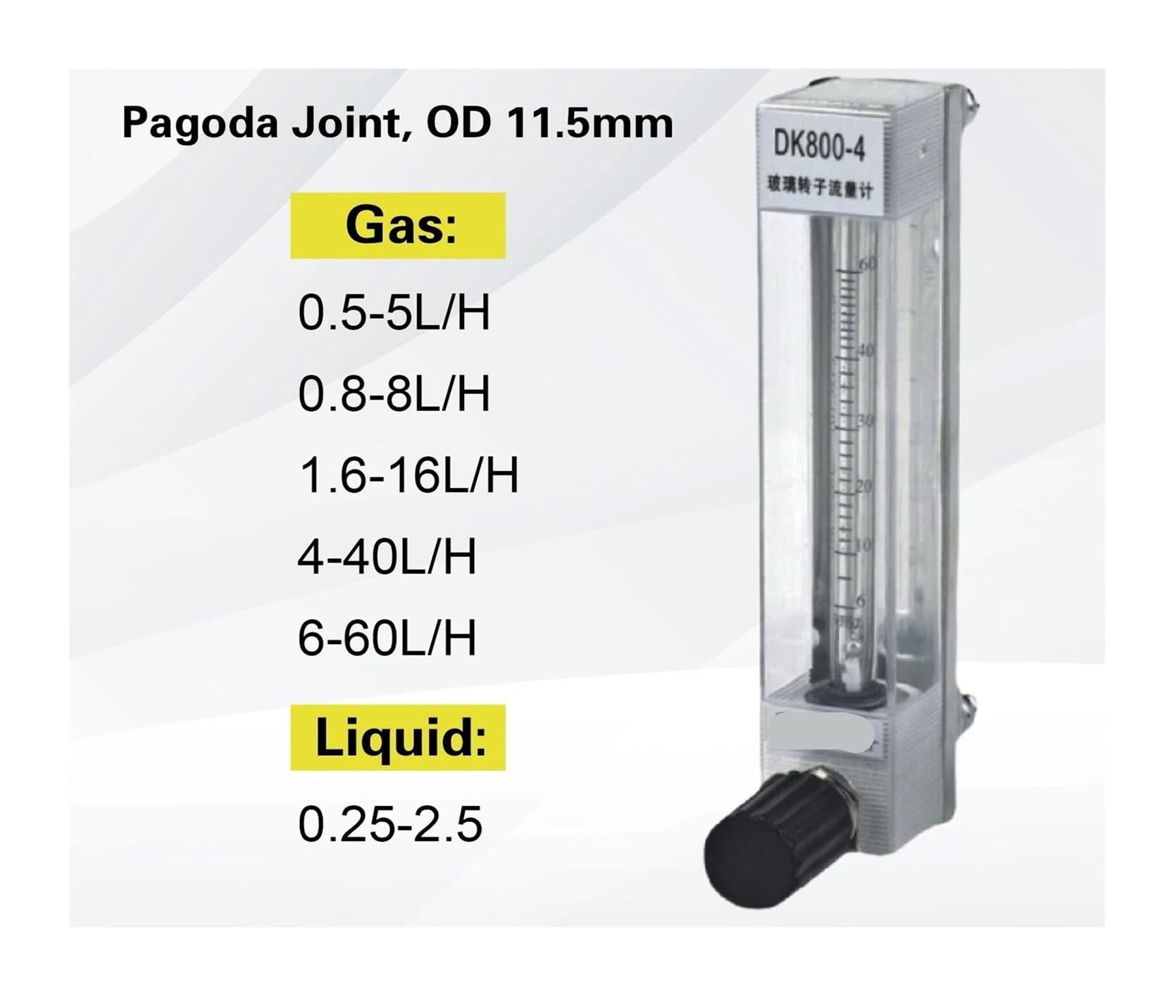 Rotámetro de Vidrio DK800-4, caudalímetro de área Variable, caudalímetro de Gas, caudalímetro Industrial(0.8-8L-H)