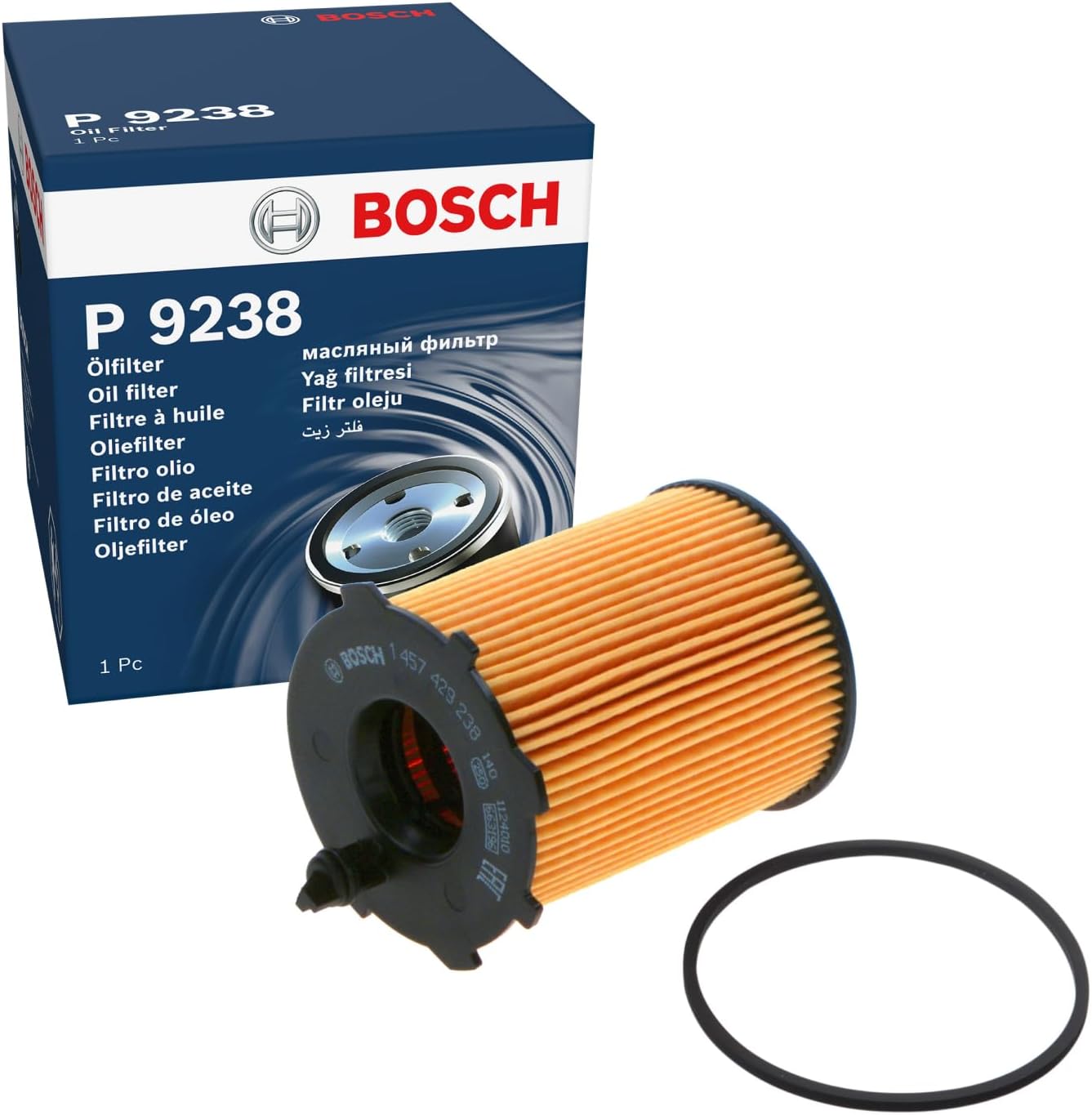 Bosch P9238 Car Oil Filter - Separates Soot and Metal Particles from Engine Oil - Provides Reliable Engine Lubrication