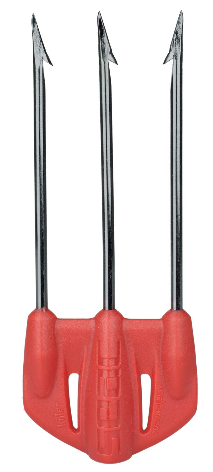 SEAC Killer Special, Fiocina a 3 Punte in Acciaio Brunito Temperato Unisex Adulto, Rosso, Standard