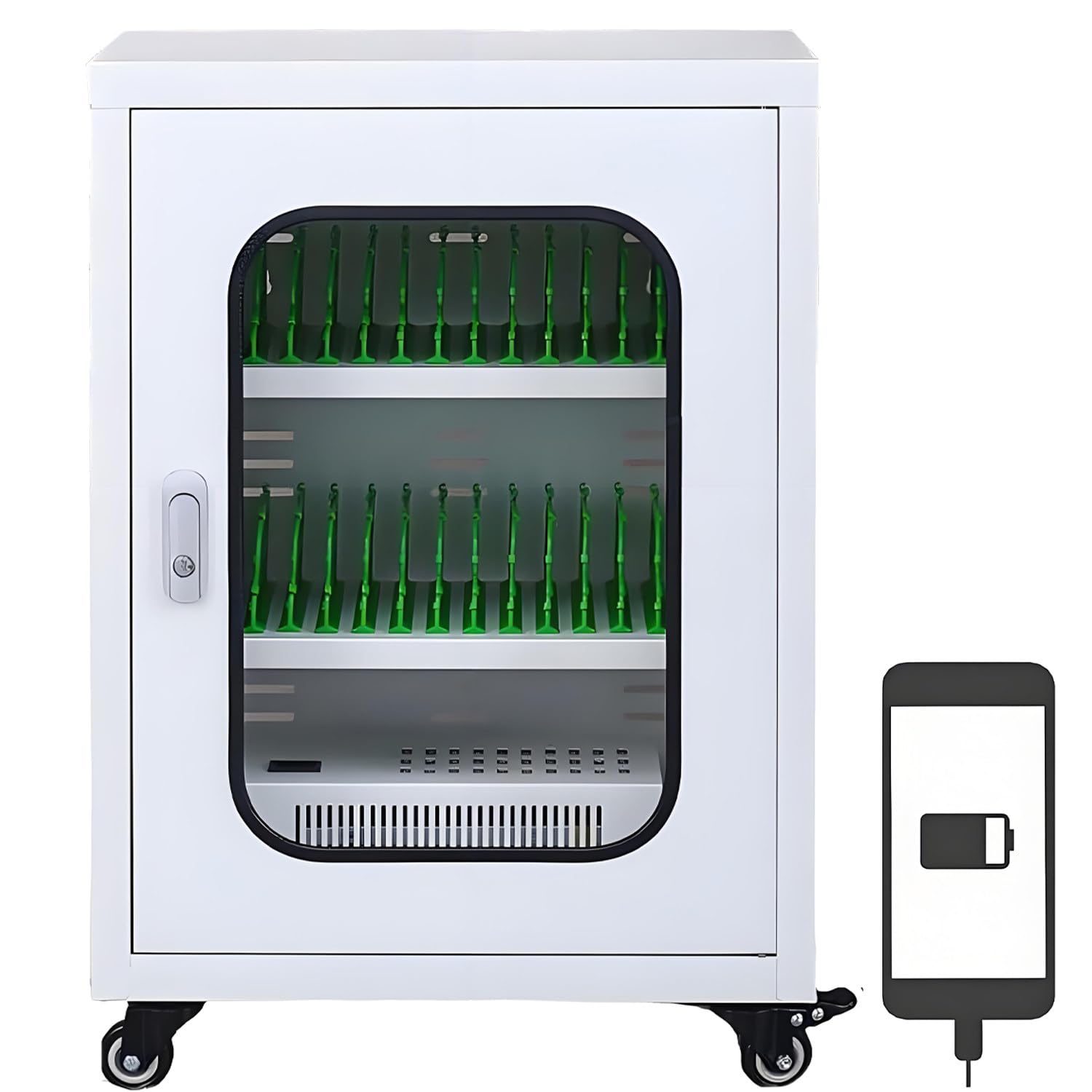 UORDBY Aluminum Alloy Mobile Phone Charging Cabinet,Portable 12-60 Device Storage Box,Cellphone USB Charging Station, for School Church Airport 30slots