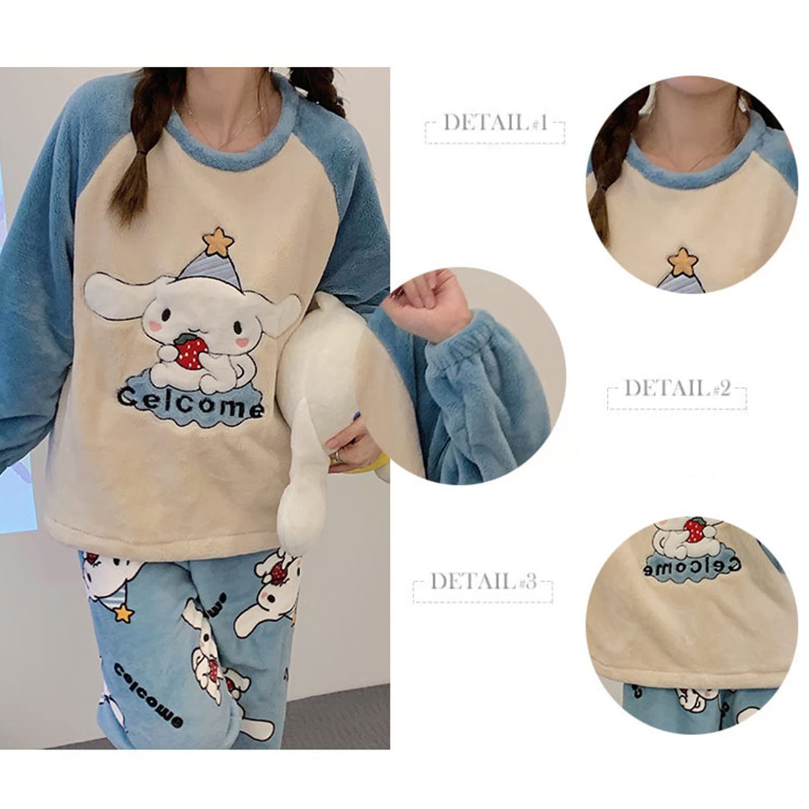 Winter Flanell Damen Pyjama Set, Langarm Oberteil, Elastische Taille, Hose, Anzug, Dicke, Warme, Weiche Nachtwäsche