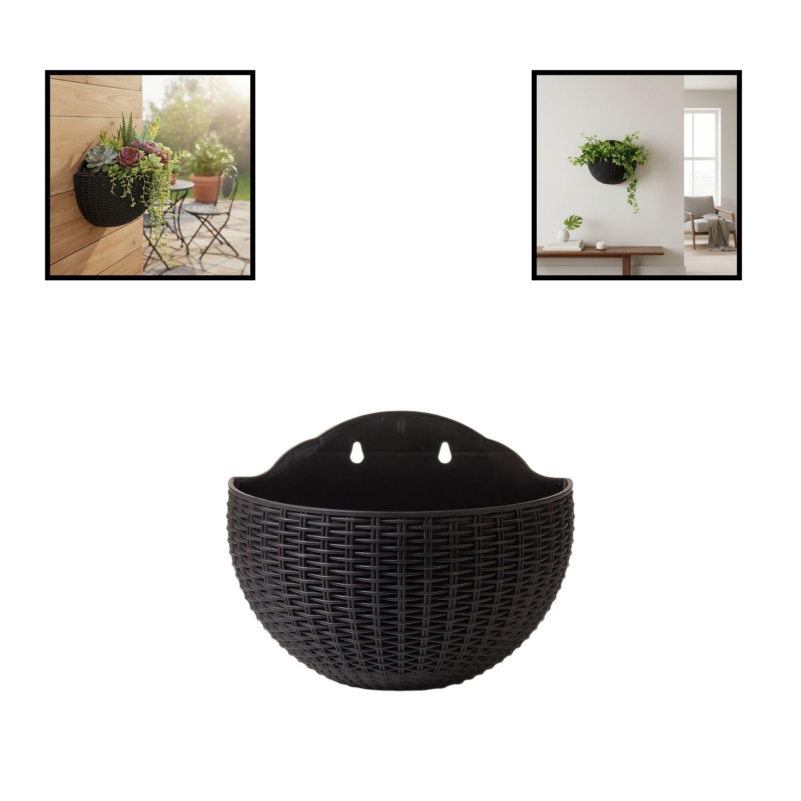 Maceta colgante de pared para interiores, maceta semidiseño sin taladro para balcón y jardín, material PP para una fácil instalación, perfecta para jardinería interior