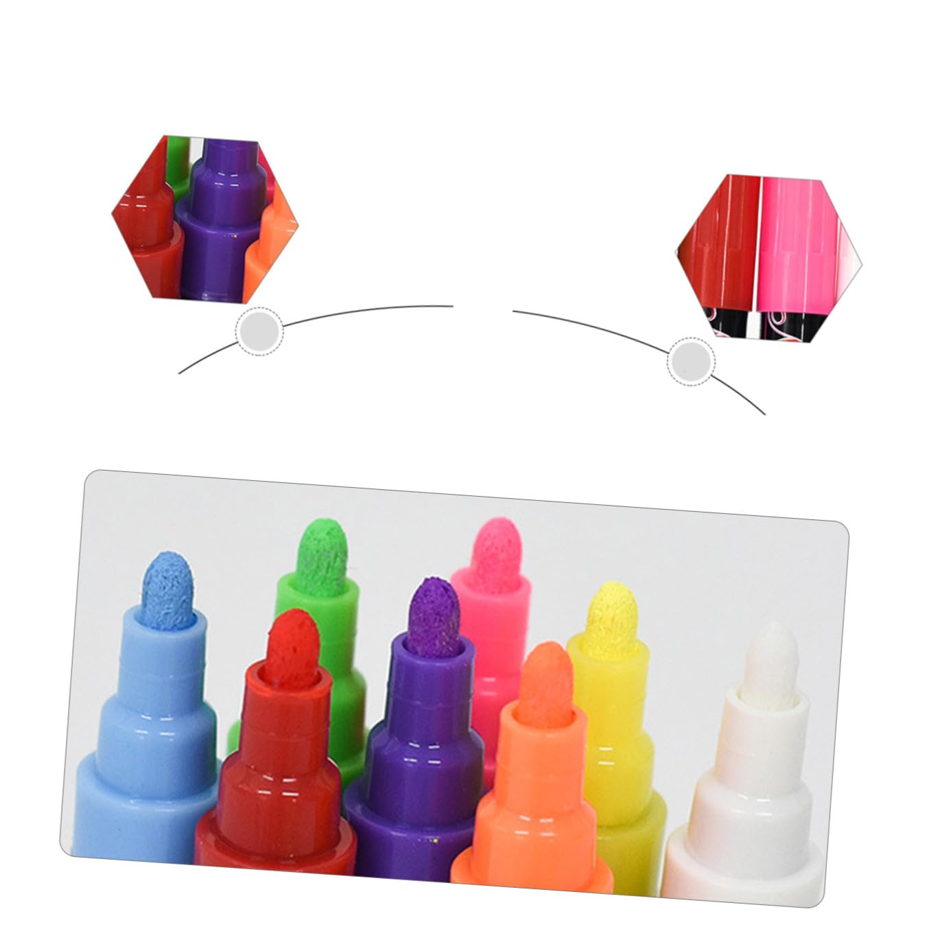 Set de 12 Rotuladores Fluorescentes Borrables de 6mm para Pizarra | Punta Redonda, Tinta Líquida, Uso en Panel LED Fluorescente, Paquete de 12 Unidades