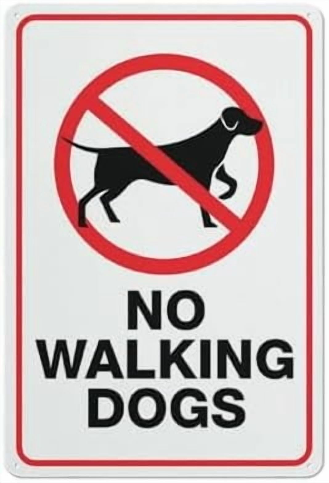 (2-Pack) Metal Tin Sign No Walking Dogs Sign 12X8 Inches, Weather Resistant, Weatherproof, Indoor Or Outdoor