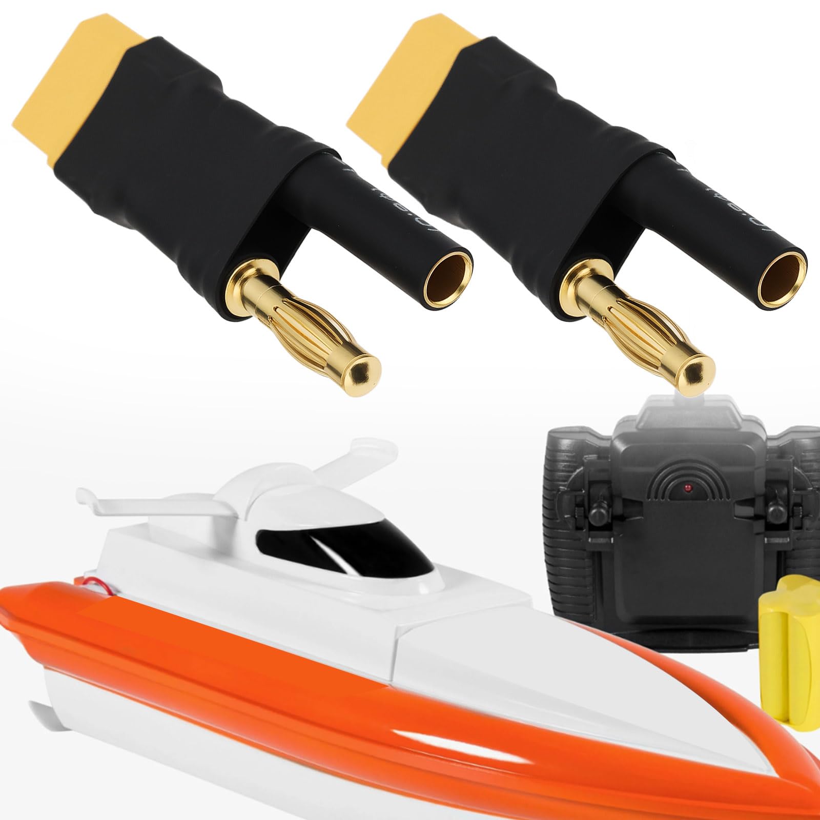 EMSea 2 PCs XT60 Female to 4.mm Male HXT Bullet Connector Compatible with LiPo for RC Projects, 4mm - Image 2