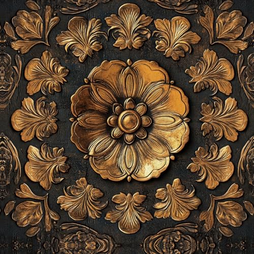 Livelynine Papel Pintado Pared Flores Dorado y Negro 44.5CMx7M Vinilo Adhesivo Pared Flores Negro Oro Faux 3D Azulejos Efecto Papel Adhesivo Para Muebles Floral Luxury Armarios Papeles de Paredes