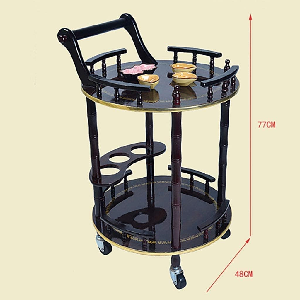 Bar Cart, Home Bar Hotel Serving Cart Wine Cart - Tea Cart Serving Trolley Wooden Dining Cart Rolling Storage Dining Cart Hotel Dessert Tool Cart Mobile Luxury Hotel & Restaurant Furniture(A)