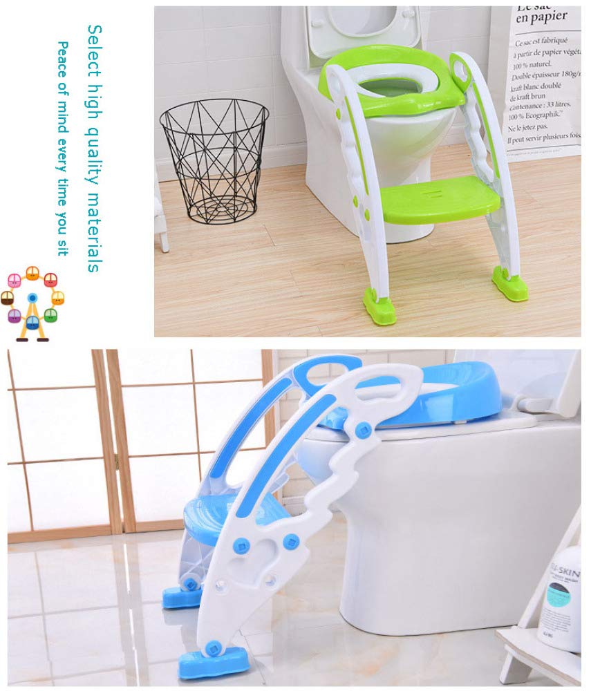 Reductor De WC Plegable, Asiento De Inodoro para Inodoro Entrenador De Inodoro para Niños Pequeños Y Bebés con Escalera De Taburete para Niño Y Niña,Blue