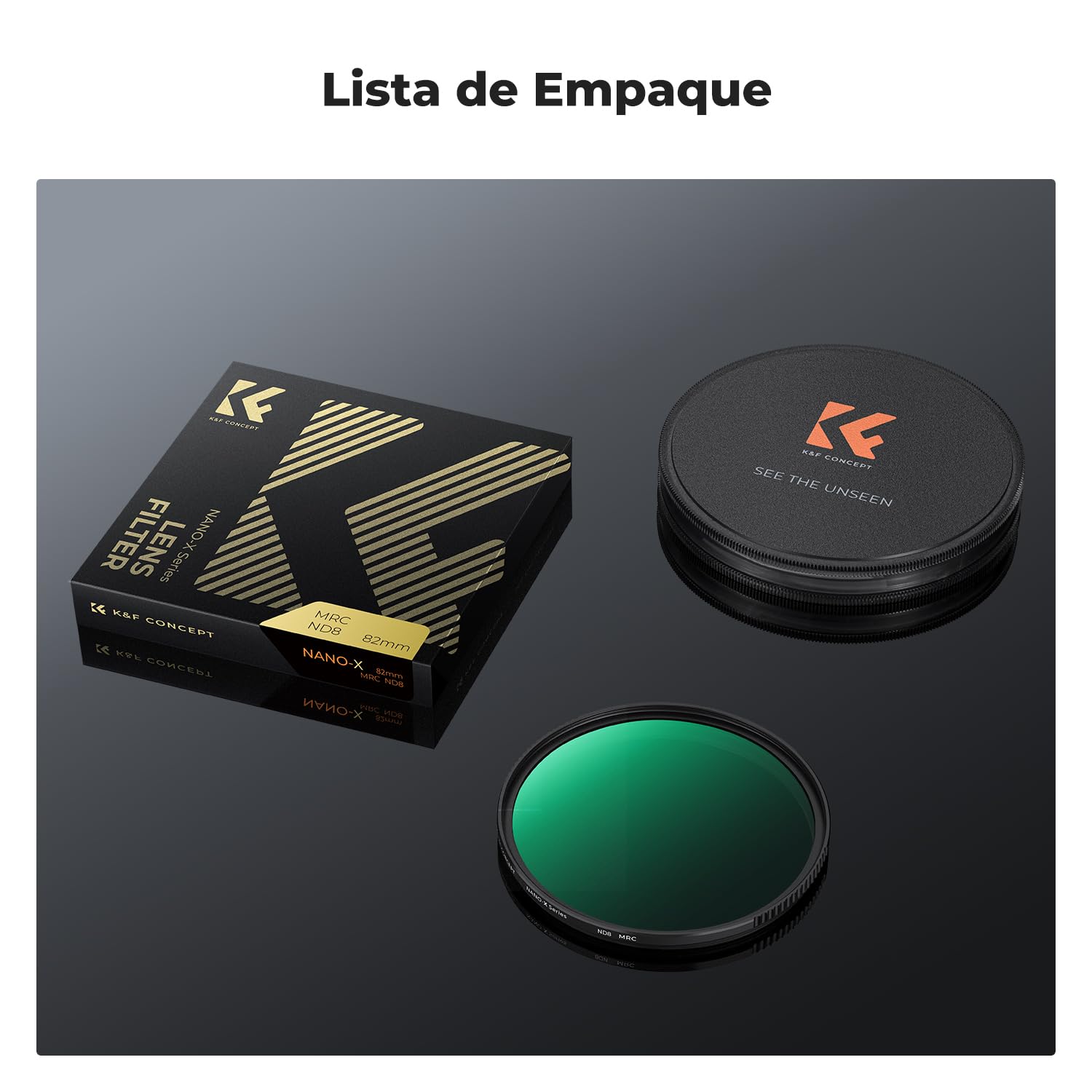 K&F CONCEPT Nano-Xcel 82mm Filtro ND8(3 Pasos) | Filtro Densidad Neutral de Vidrio Óptico HD con Revestimiento Nano - FN703