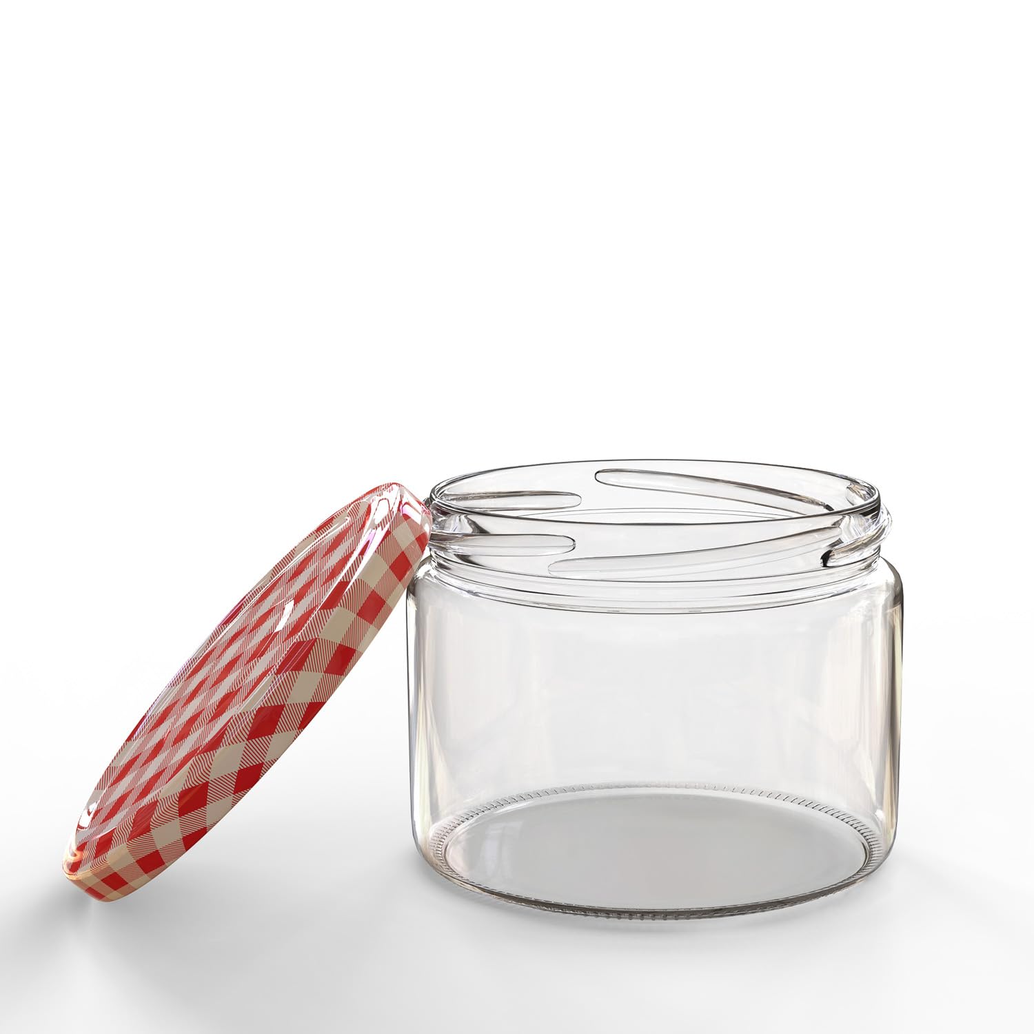 Oputec Lot de 48 bocaux de 282 ml avec couvercles à visser rouges à carreaux – Parfaits pour les confitures, les confitures et plus encore, petits bocaux avec couvercle, parfaits comme pots à