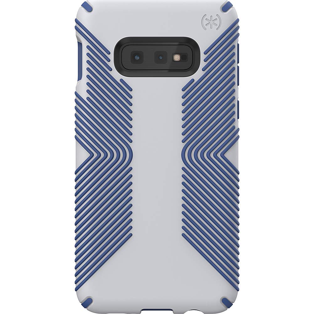 speck products presidio grip samsung galaxy s10e case, microchip grey/ballpoint blue