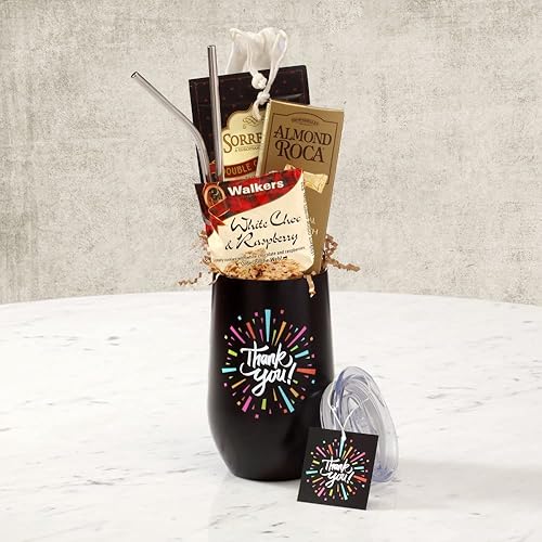 Miniatura 2 de Broadway Basketeers Taza de regalo de agradecimiento con chocolate y dulces, grande, de 16 onzas, taza de regalo aislada incluye 3 piezas de pajitas