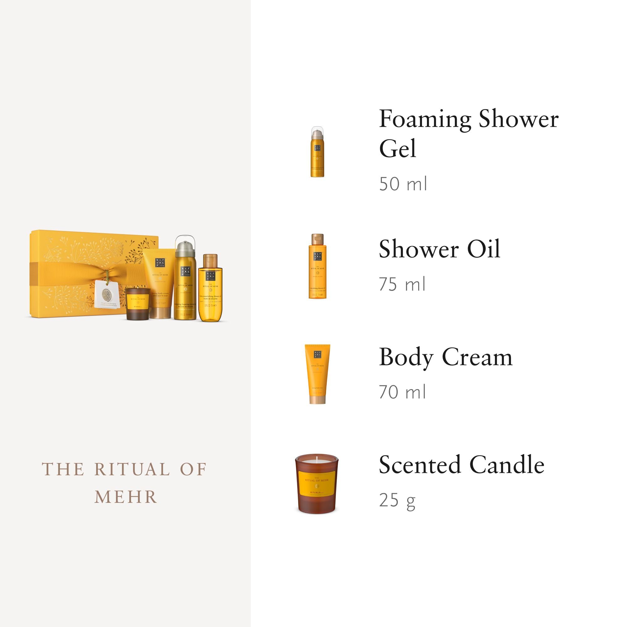 RITUALS Cofanetto regalo donna The Ritual of Mehr, Small – Set regalo donna con 4 prodotti per la cura del corpo e della casa – Set bagno con arancia dolce e legno di cedro energizzanti