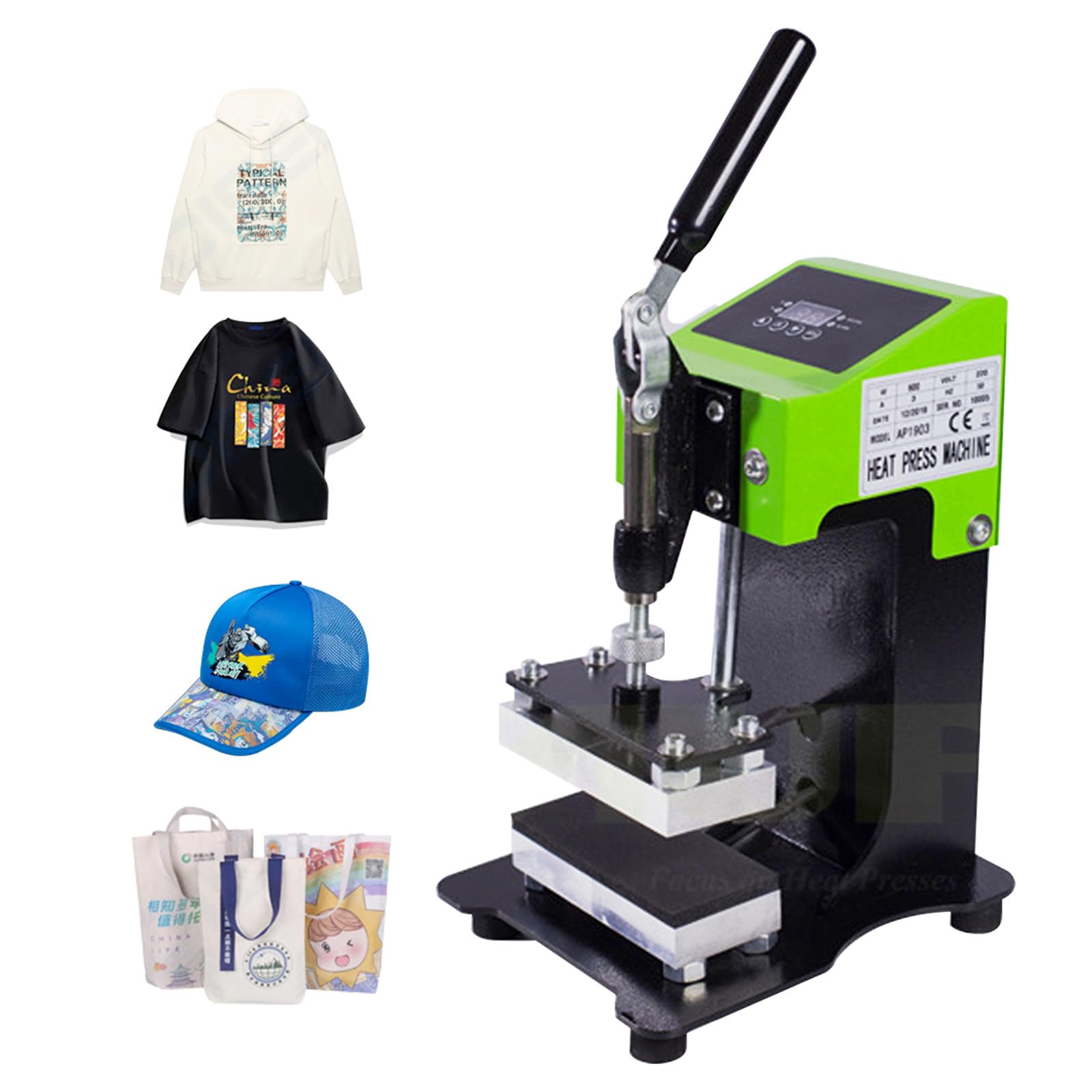 Pressa a caldo manuale con controllo touch screen LCD e pulsante timer, doppie piastre riscaldanti da 2,4*4,7 pollici, adatta per pelle, borse, magliette e stampa a trasferimento termico.